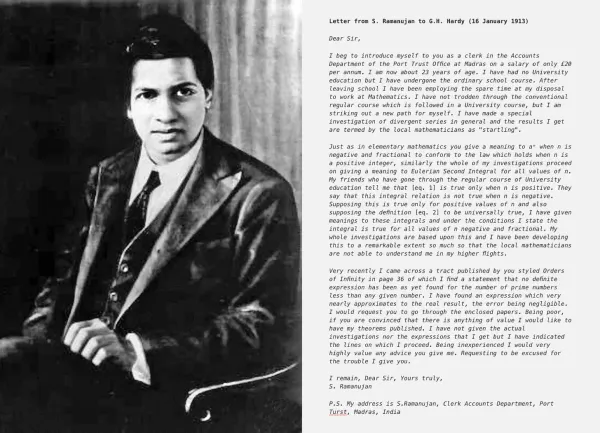 Ramanujan’s First Letter to G.H. Hardy (1913)